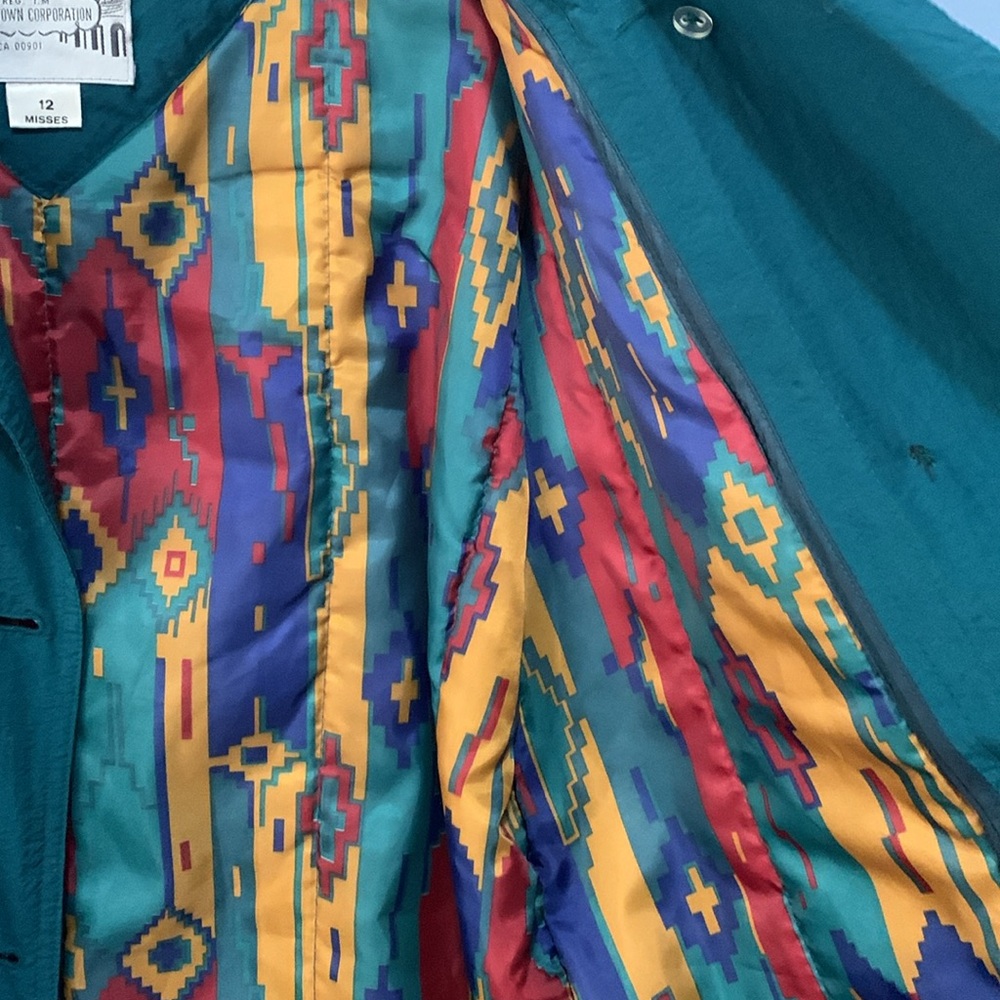 Classic Women's Teal Trench Coat with Belt - Picture 5 of 5